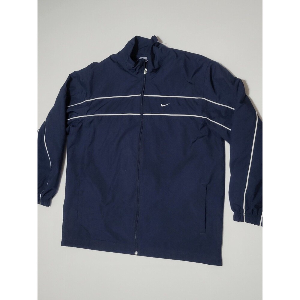 (#C) Vintage Y2K Nike Blue Striped Full Zip Track Suit Windbreaker Jacket Sz XL